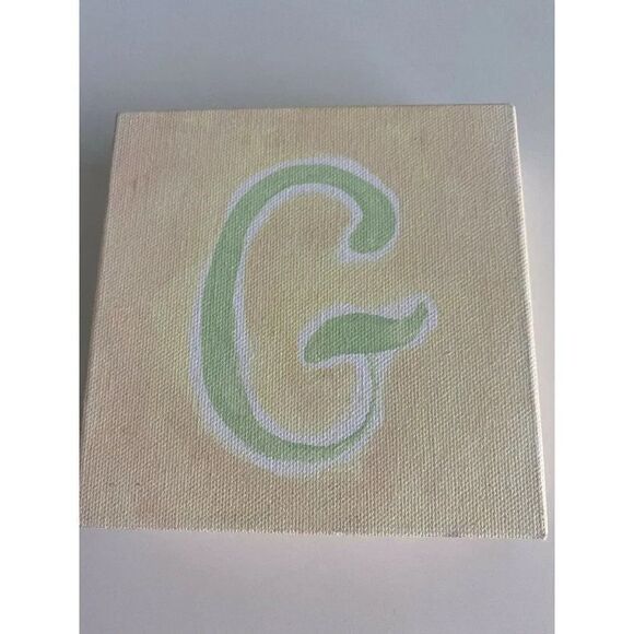 POTTERY BARN KIDS Canvas Wood Block Letter Initial "G” Wall Art Soft Pastel 5x5 - Picture 1 of 6